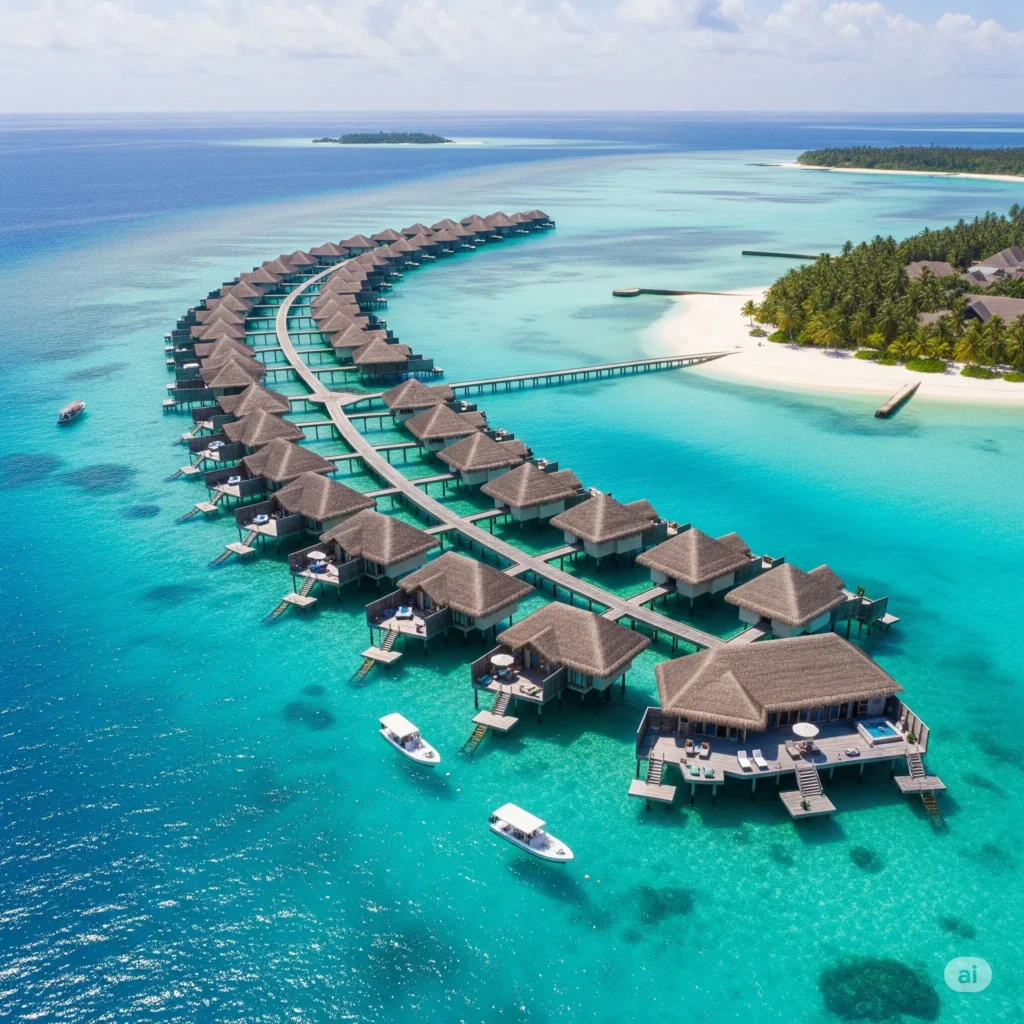 Maldives travel package with water villas and turquoise sea