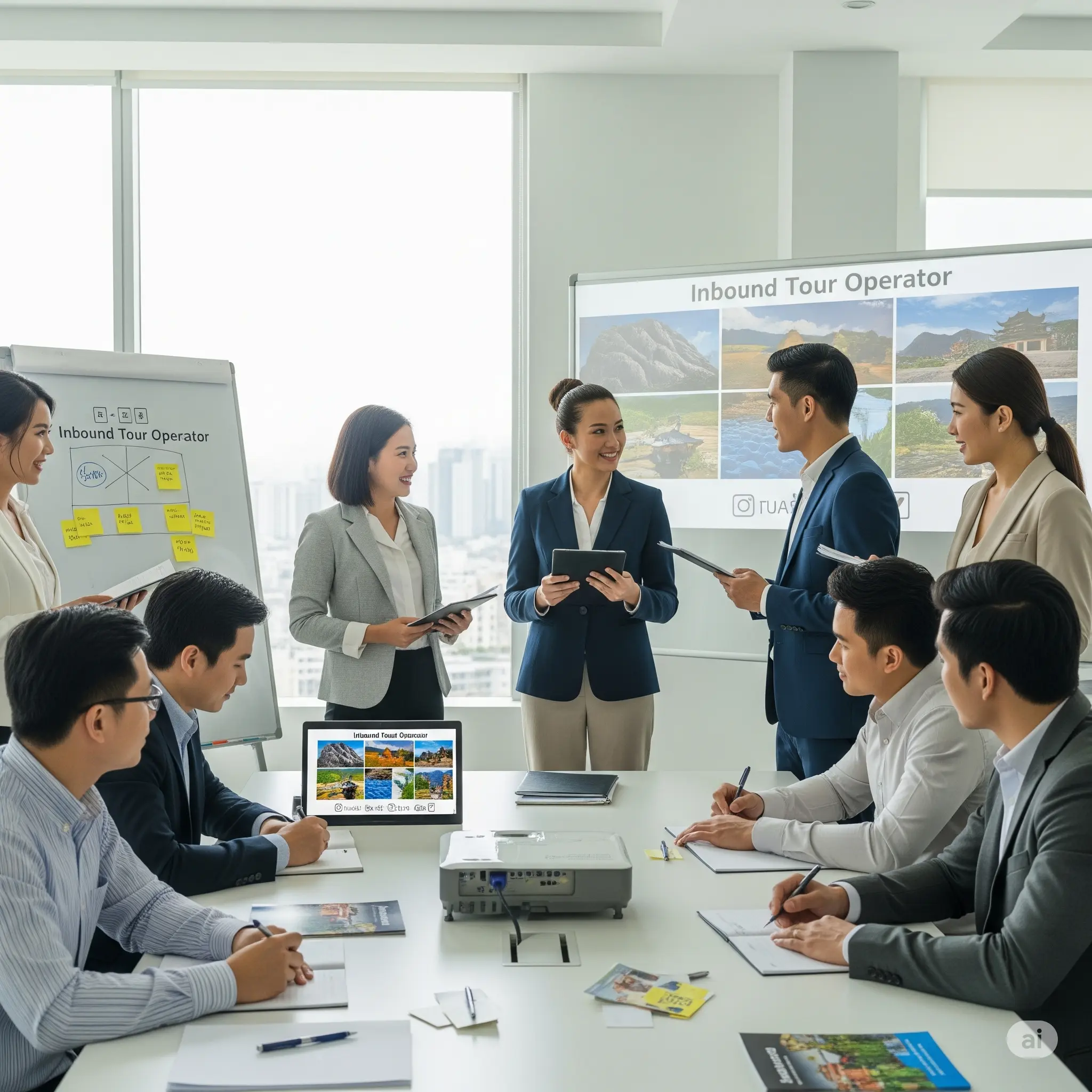 Business meeting between inbound tour operator and travel agents in Asia