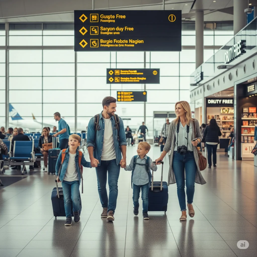 Family enjoying an international holiday package