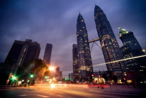 Petronas Twin Towers Kuala Lumpur at sunset