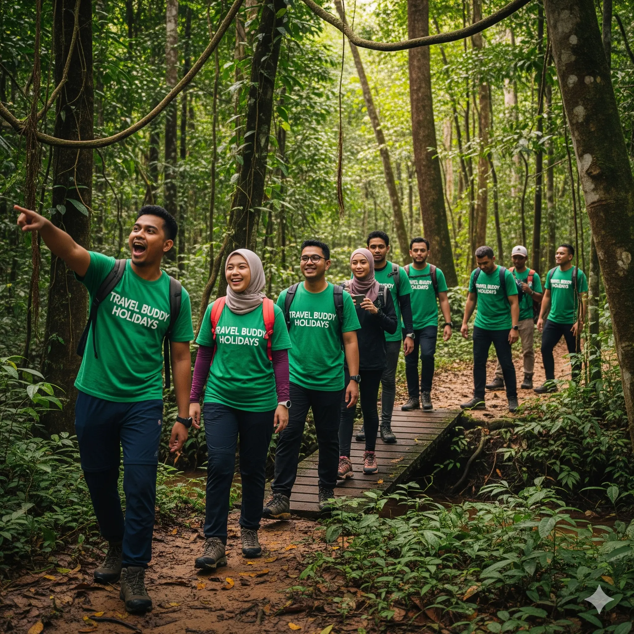 Malaysians enjoying adventure tour in Malaysia jungle