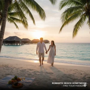 Couple on romantic beach honeymoon near Malaysia