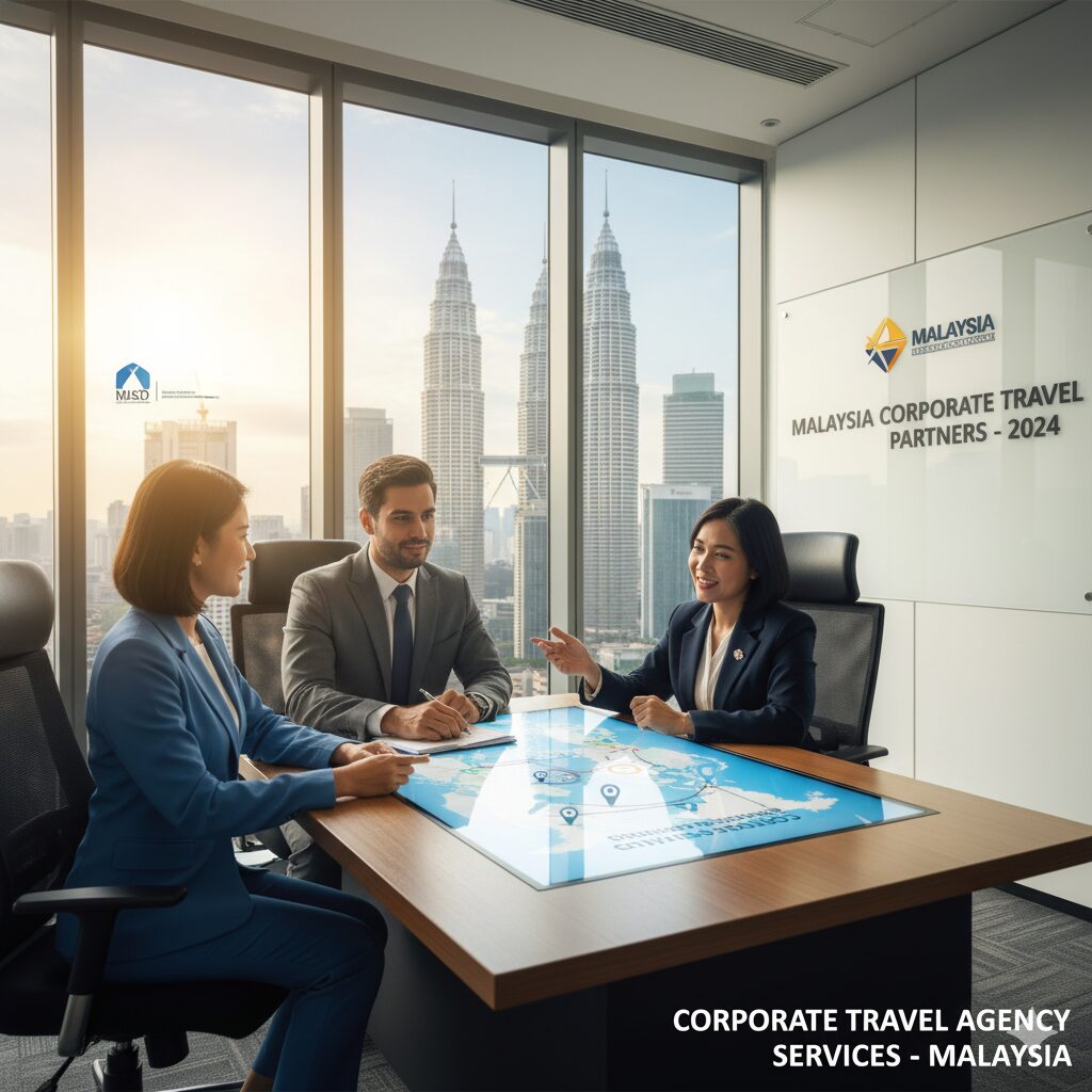 Business travelers using corporate travel agency services in Malaysia