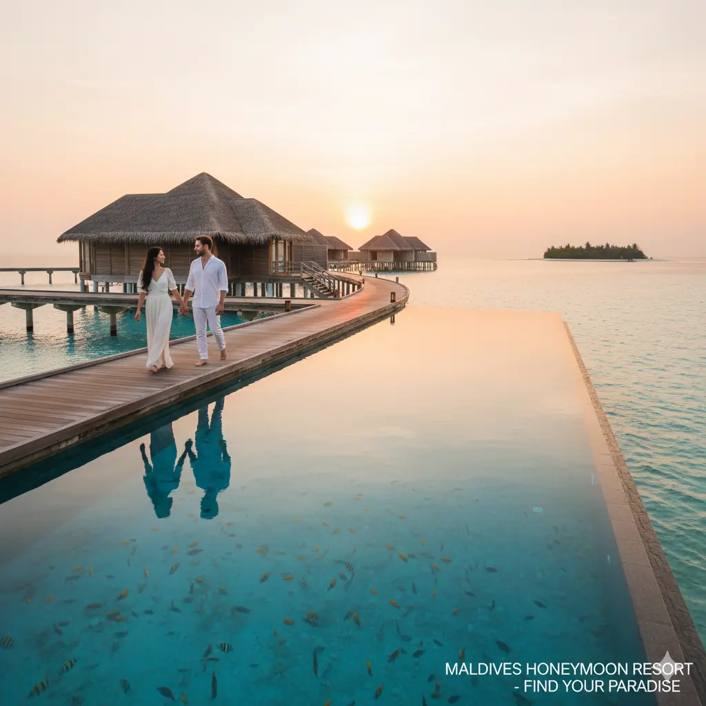 Couple enjoying Maldives honeymoon resort