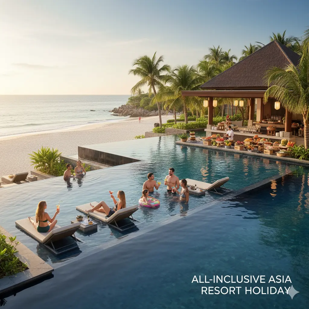 Resort pool and all inclusive holiday Asia