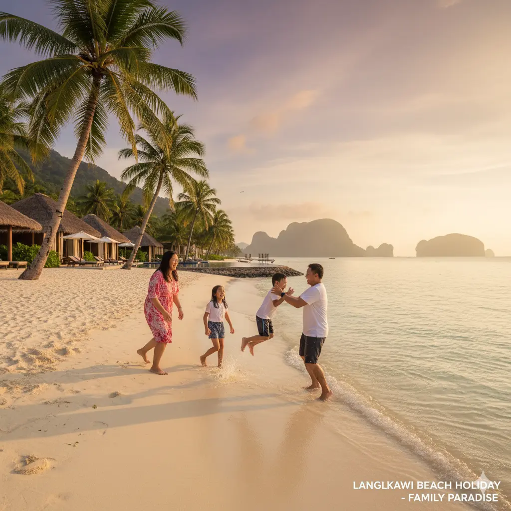 “Family enjoying Langkawi beach holiday