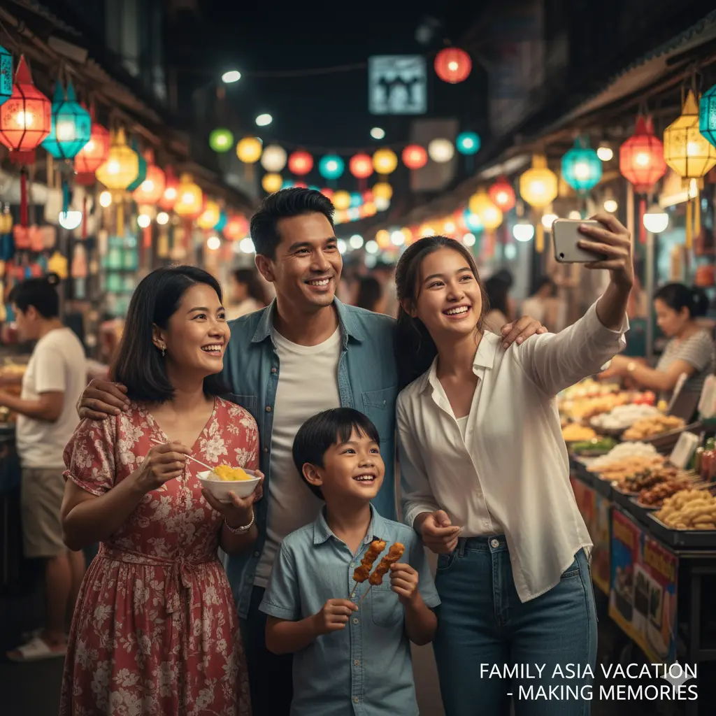 Family enjoying vacation in Asia