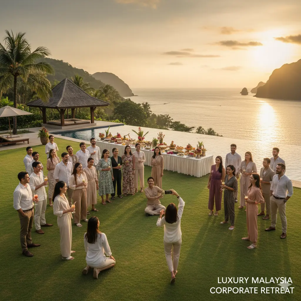 Corporate retreat team at luxury resort Malaysia