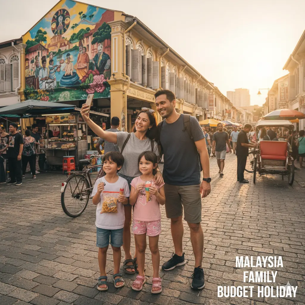 Family enjoying budget vacation in Malaysia