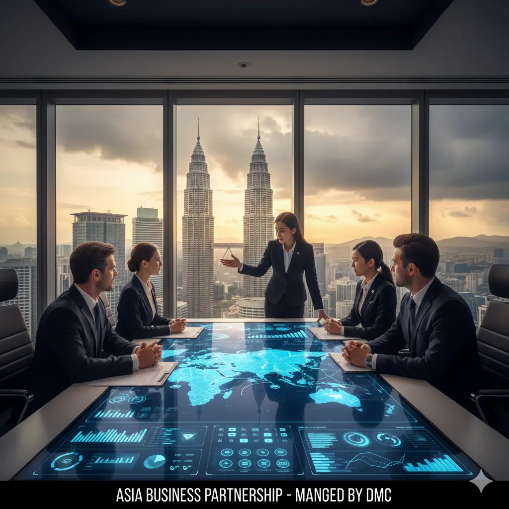 Business partners meeting with destination management company in Asia