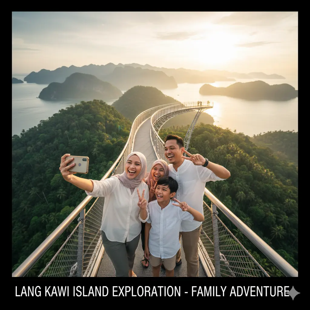 Happy family exploring Langkawi island Malaysia