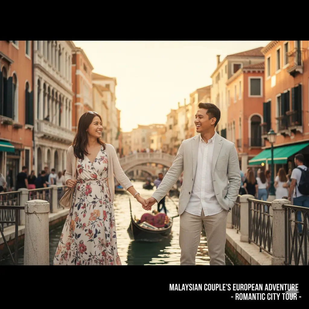 Malaysian couple enjoying Europe city tour