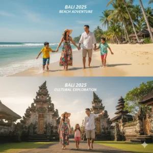 family enjoying beach holiday in Bali