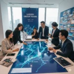 Travel professionals coordinating a luxury group tour in Malaysia and Singapore