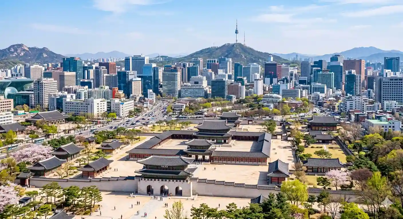 explore South Korea with Travel Buddy Holidays 2026 — Seoul cityscape with Gyeongbokgung Palace