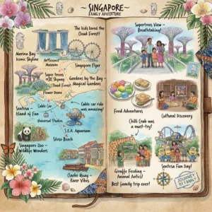 Happy family enjoying a Singapore family holiday with iconic attractions and city experiences