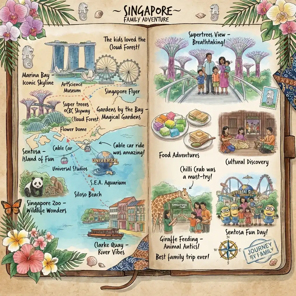 Happy family enjoying a Singapore family holiday with iconic attractions and city experiences