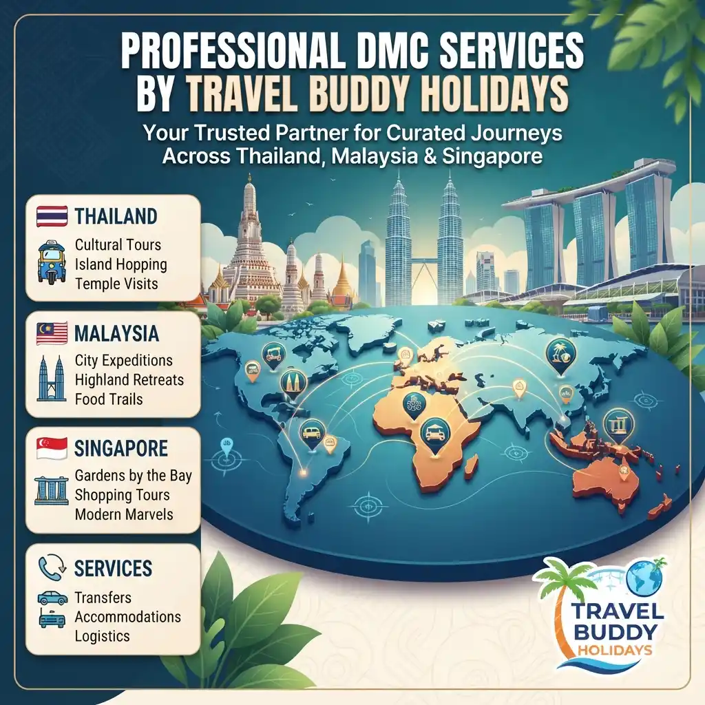 Trusted DMC partner for travel agencies worldwide across Thailand Malaysia and Singapore