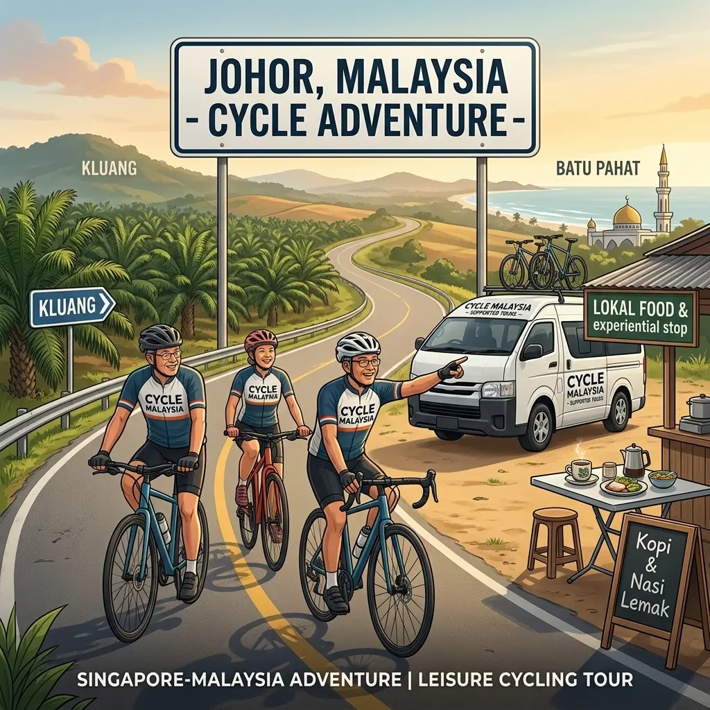 Singapore to Malaysia cycling holiday through Kluang and Batu Pahat in Johor