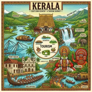 Kerala holiday featuring Munnar tea plantations, Alleppey backwaters and scenic green landscapes