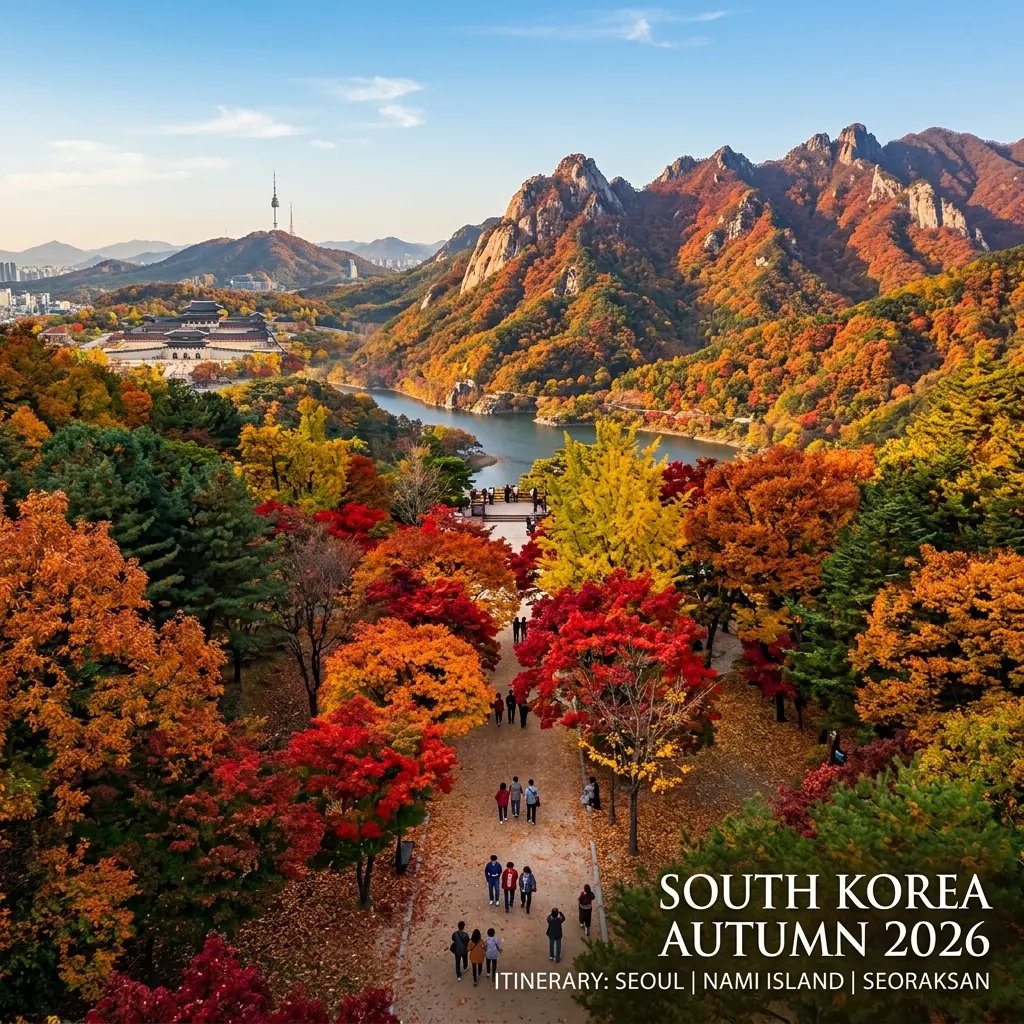 South Korea autumn itinerary 2026 with colourful fall foliage at Seoraksan