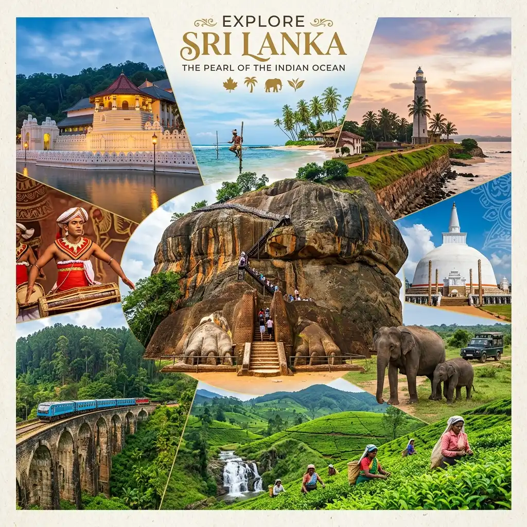 Sri Lanka holiday featuring Sigiriya, scenic hill country, wildlife and tropical beaches