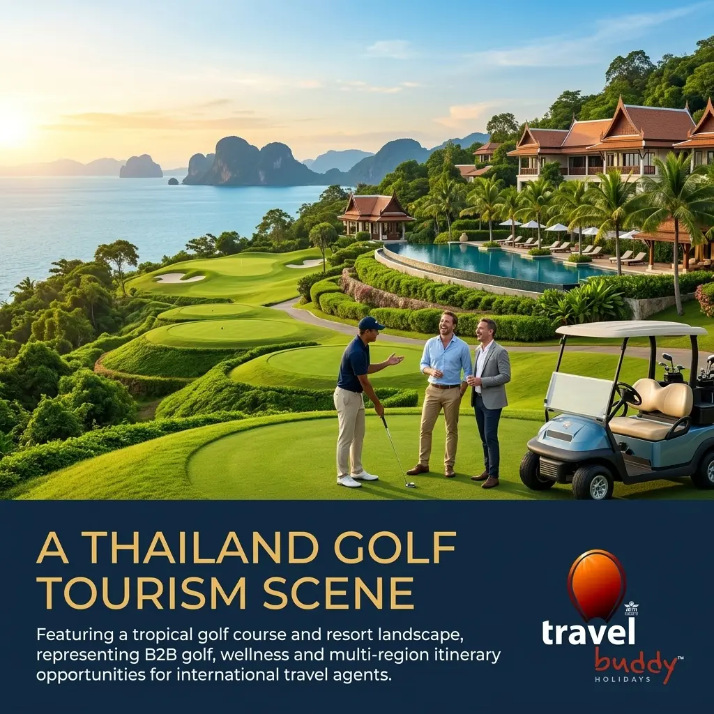 Thailand golf and wellness packages for travel agents with tropical golf course and resort experiences